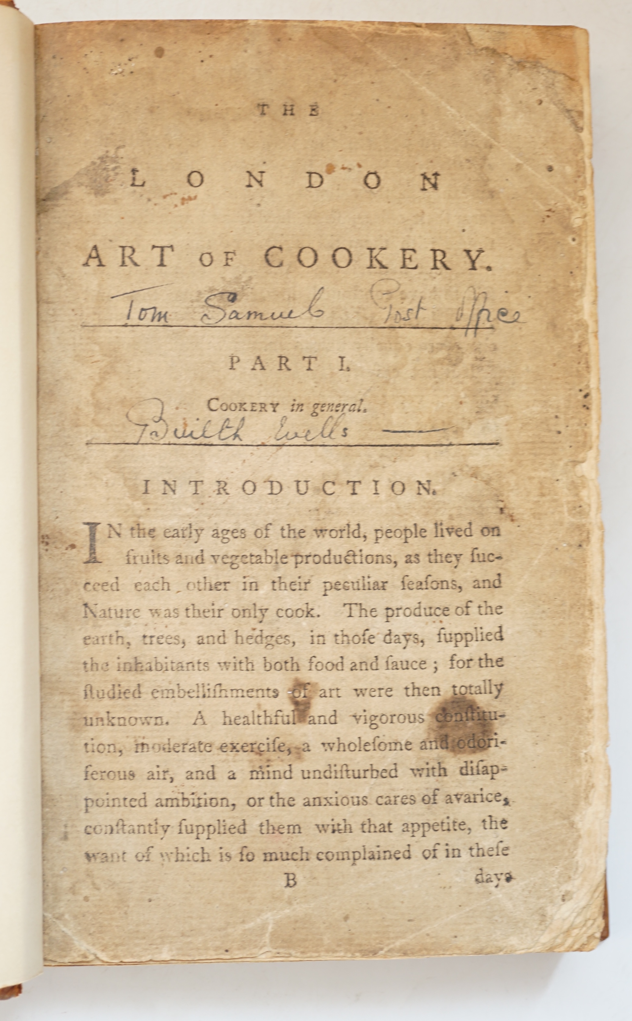 Farley, John - The London Art of Cookery and Housekeeper’s Complete Assistant on a New Plan, 8vo, diced calf rebacked, lacking title, portrait and plates, 8th edition?, London, 1796?